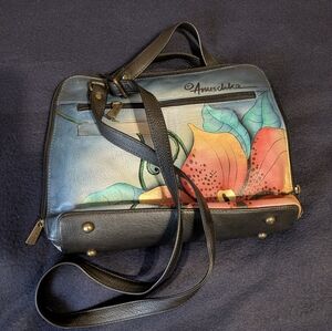 Anuschka Floral Motif Crossbody Bag